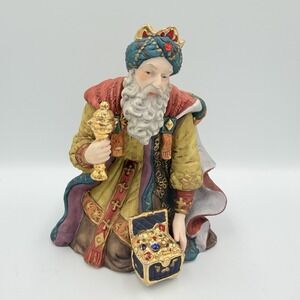 VTG Nativity Wise Man Figurine Magi Treasure Chest Christmas Creche Decor 7"